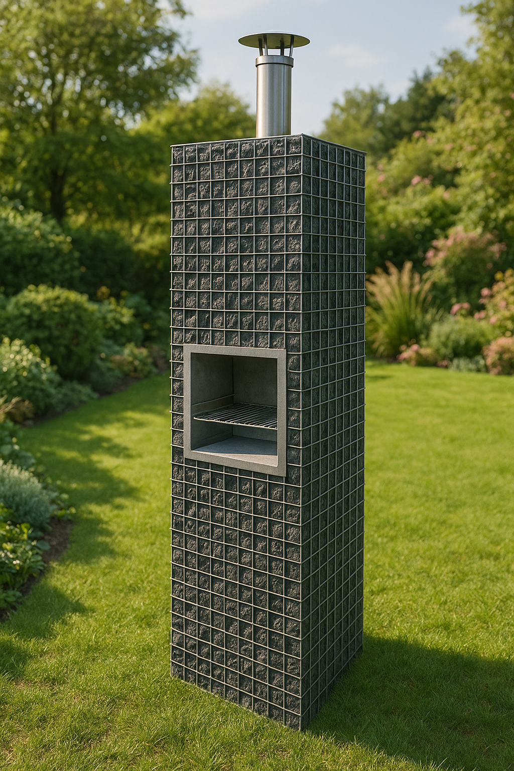 Gabions Barbecue intégré dans colonne